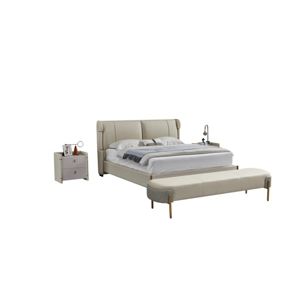 Everly Quinn Rollinsville Leather Wingback Bed Wayfair